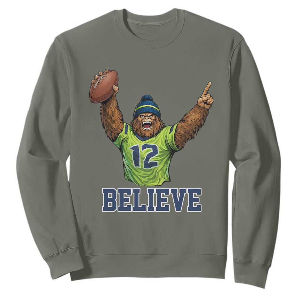 Funny Bigfoot Seattle Sports Fan Sweatshirt Pacific Northwest Football Graphic