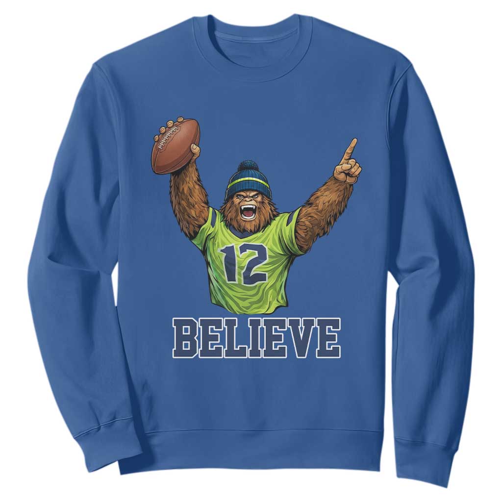 Funny Bigfoot Seattle Sports Fan Sweatshirt Pacific Northwest Football Graphic TS12 Royal Blue Print Your Wear