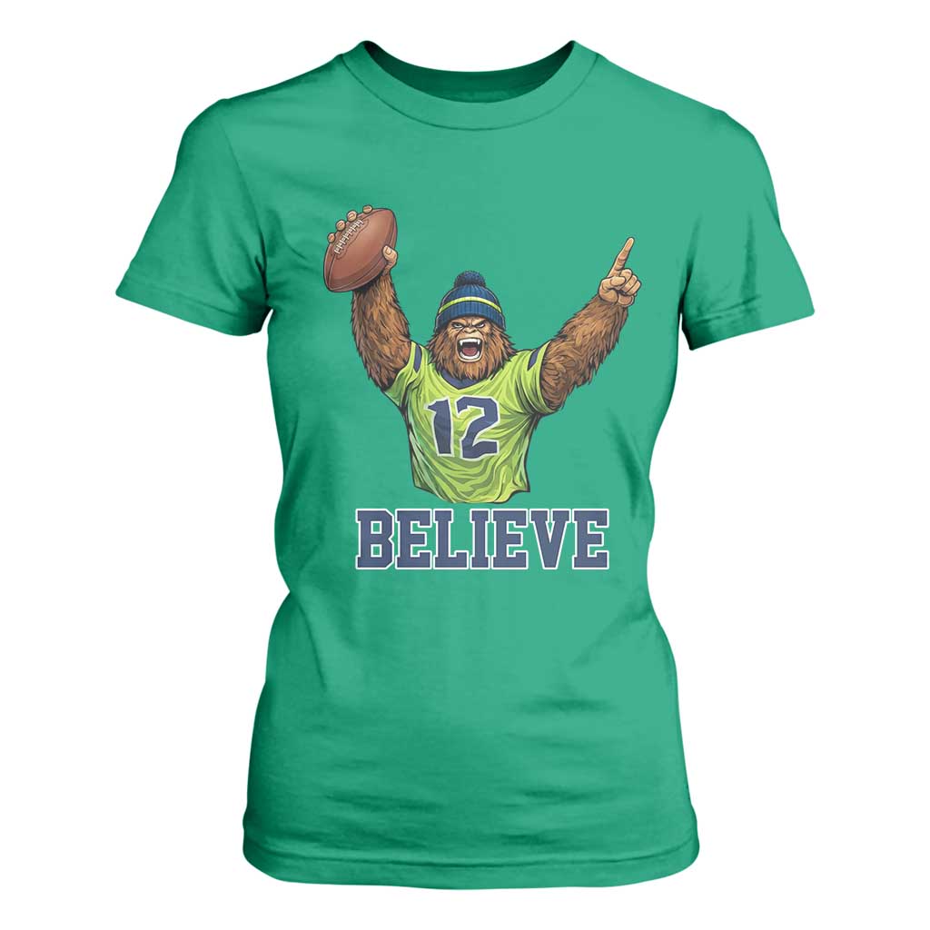 Funny Bigfoot Seattle Sports Fan T Shirt For Women Pacific Northwest Football Graphic