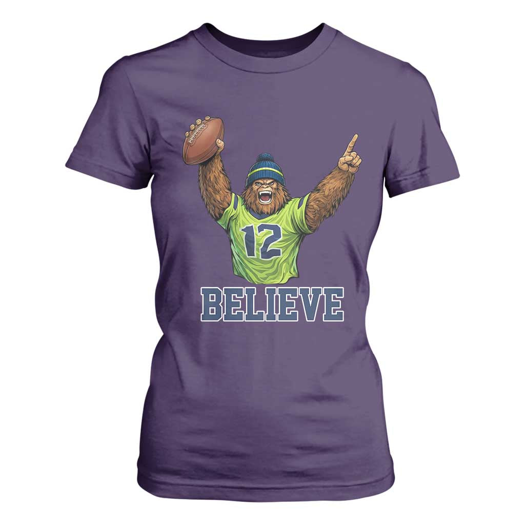 Funny Bigfoot Seattle Sports Fan T Shirt For Women Pacific Northwest Football Graphic