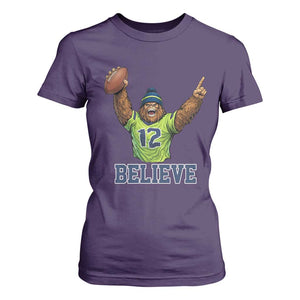 Funny Bigfoot Seattle Sports Fan T Shirt For Women Pacific Northwest Football Graphic