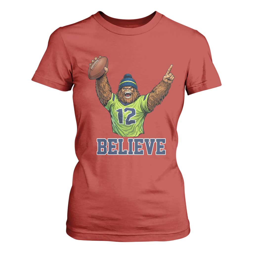 Funny Bigfoot Seattle Sports Fan T Shirt For Women Pacific Northwest Football Graphic
