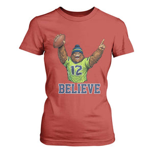 Funny Bigfoot Seattle Sports Fan T Shirt For Women Pacific Northwest Football Graphic