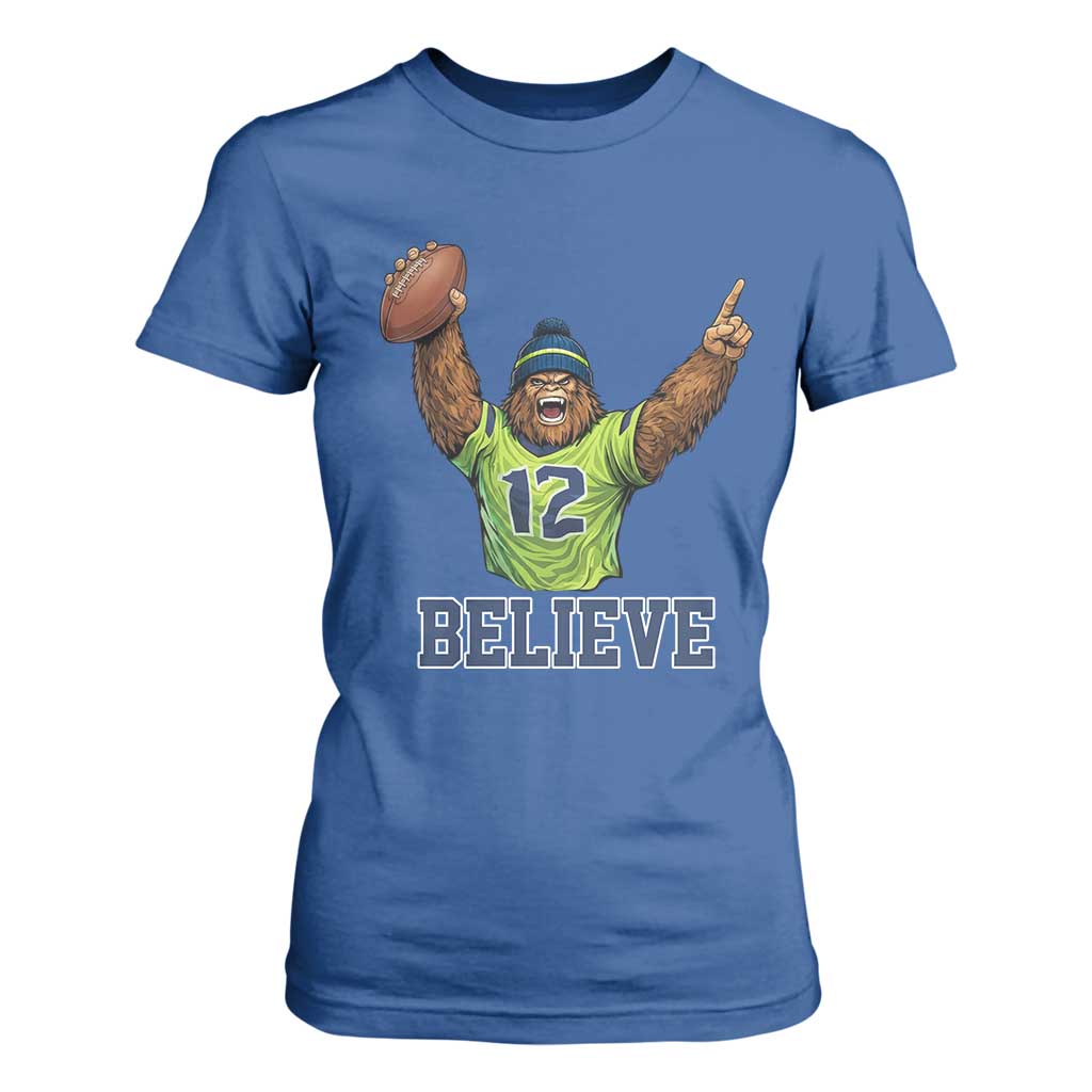 Funny Bigfoot Seattle Sports Fan T Shirt For Women Pacific Northwest Football Graphic