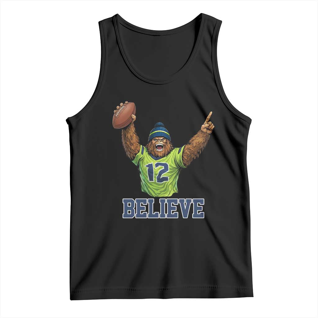 Funny Bigfoot Seattle Sports Fan Tank Top Pacific Northwest Football Graphic TS12 Black Print Your Wear
