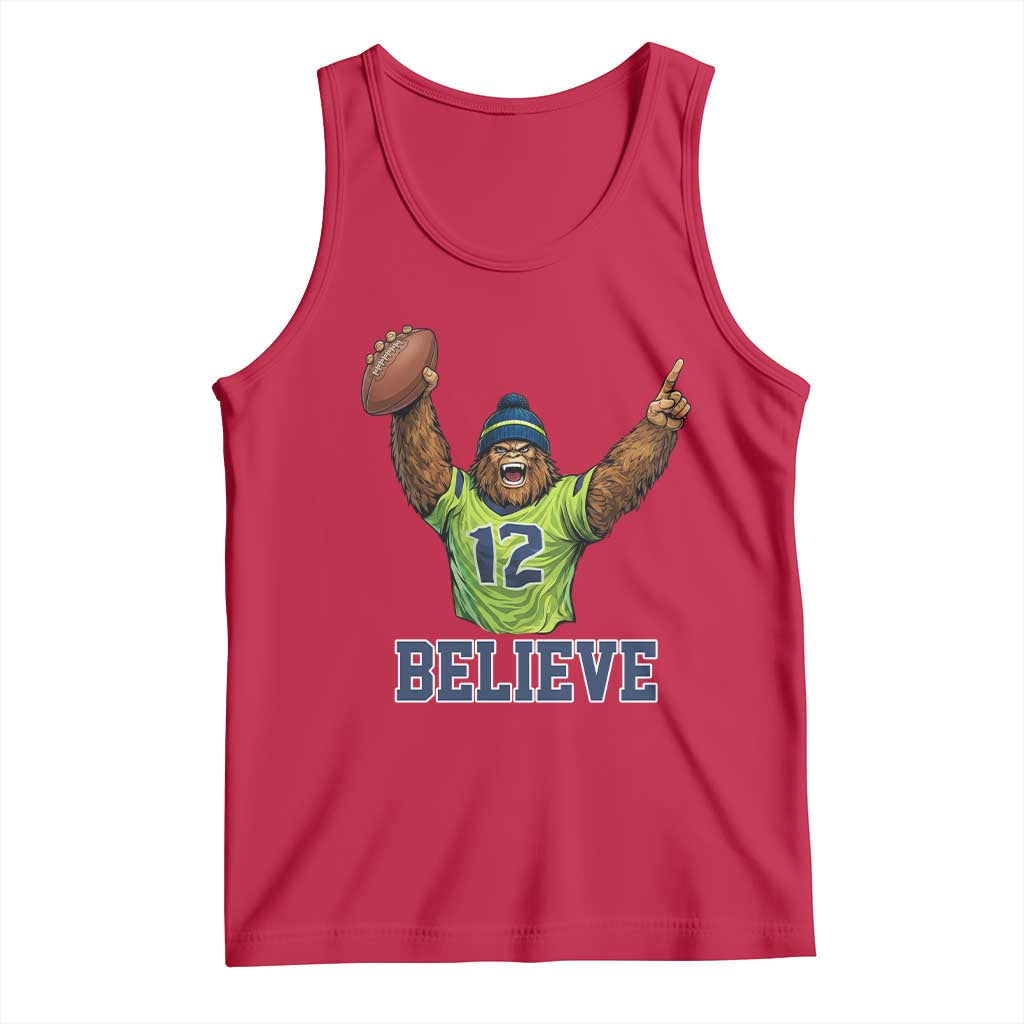 Funny Bigfoot Seattle Sports Fan Tank Top Pacific Northwest Football Graphic