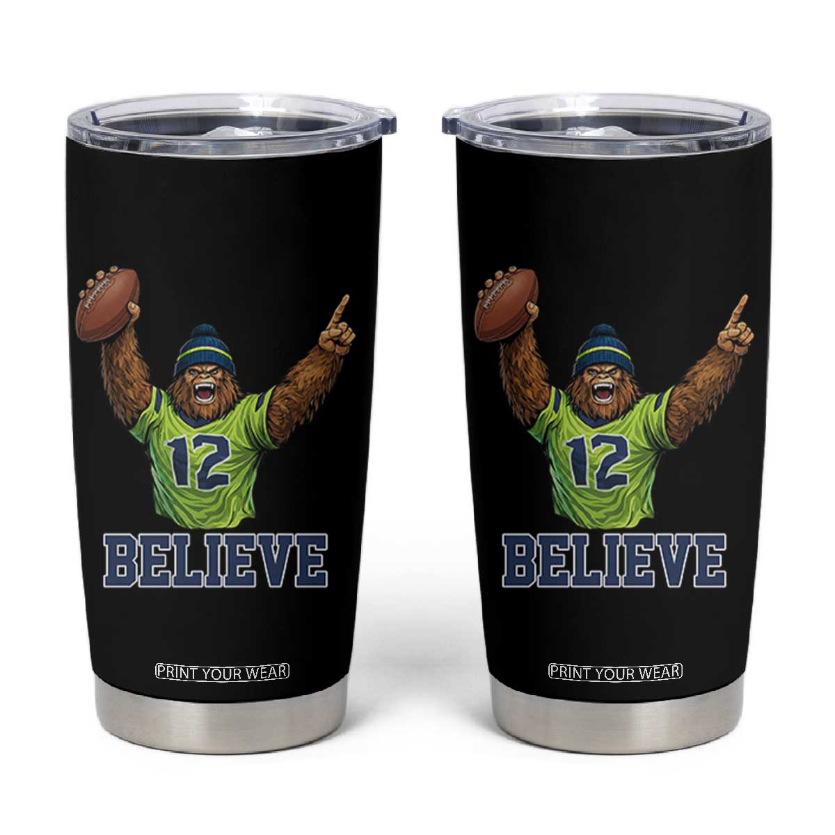 Funny Bigfoot Seattle Sports Fan Tumbler Cup Pacific Northwest Football Graphic TS12 Black Print Your Wear