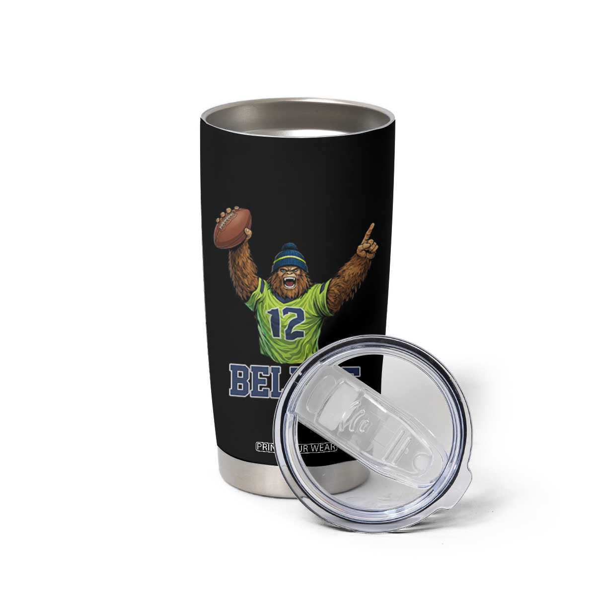Funny Bigfoot Seattle Sports Fan Tumbler Cup Pacific Northwest Football Graphic
