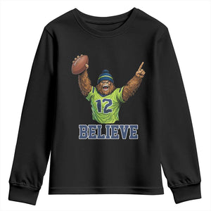 Funny Bigfoot Seattle Sports Fan Youth Sweatshirt Pacific Northwest Football Graphic