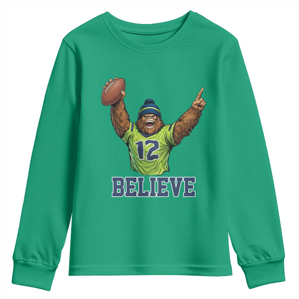 Funny Bigfoot Seattle Sports Fan Youth Sweatshirt Pacific Northwest Football Graphic
