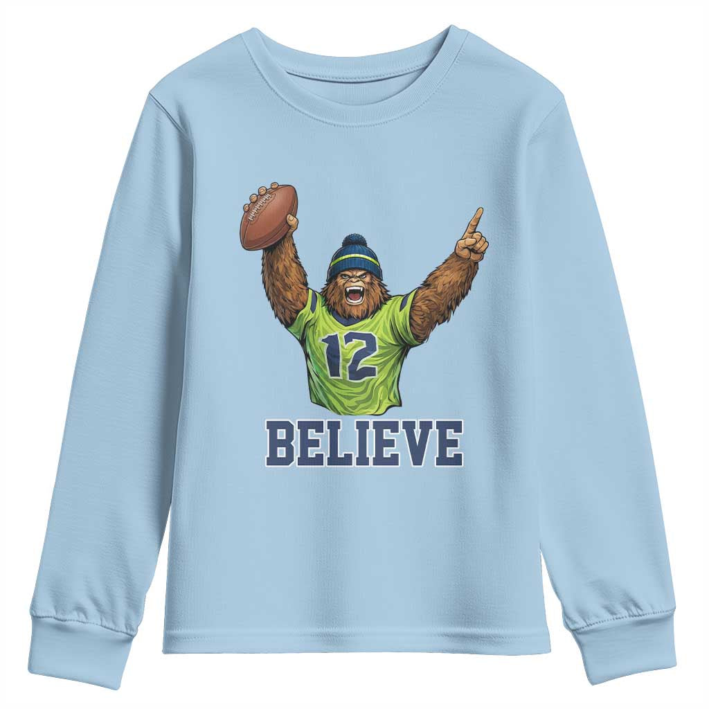 Funny Bigfoot Seattle Sports Fan Youth Sweatshirt Pacific Northwest Football Graphic