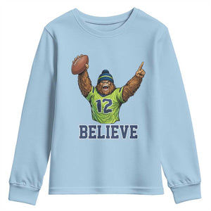 Funny Bigfoot Seattle Sports Fan Youth Sweatshirt Pacific Northwest Football Graphic
