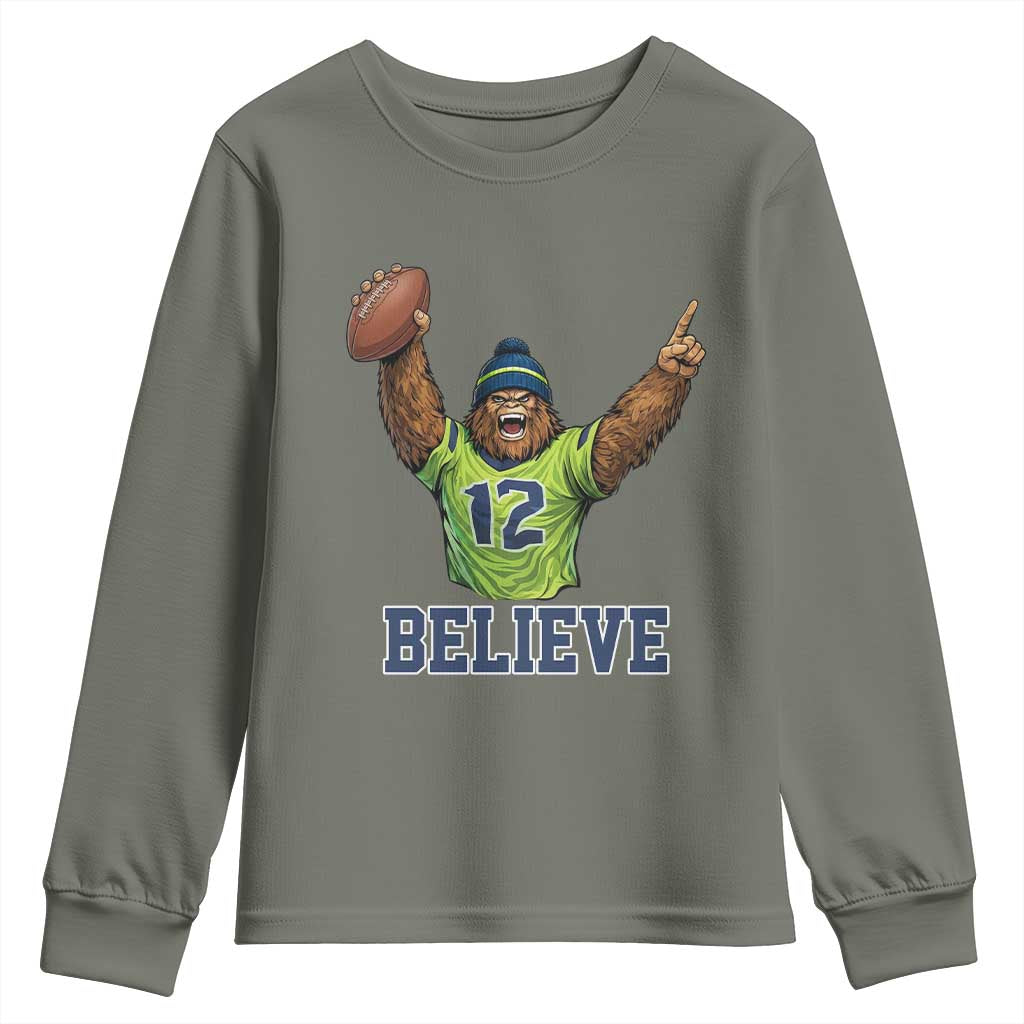 Funny Bigfoot Seattle Sports Fan Youth Sweatshirt Pacific Northwest Football Graphic