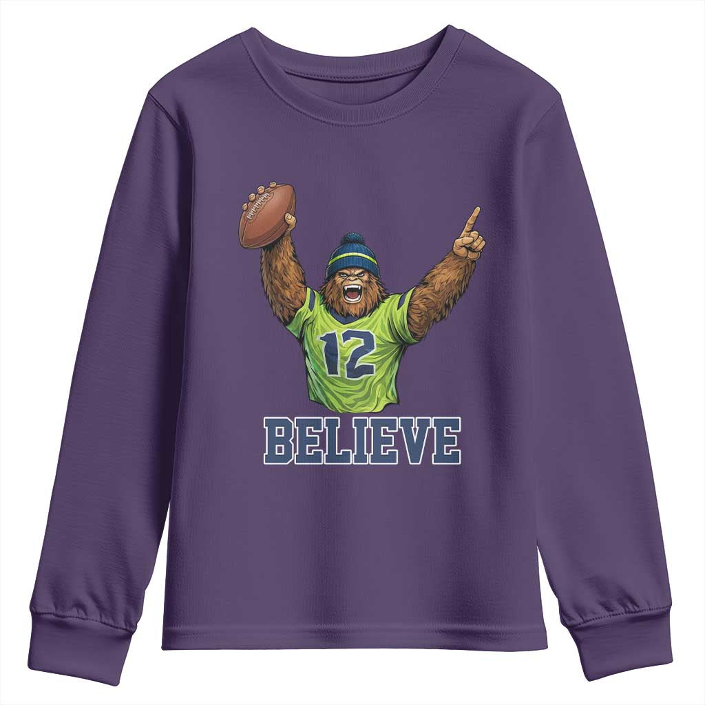 Funny Bigfoot Seattle Sports Fan Youth Sweatshirt Pacific Northwest Football Graphic