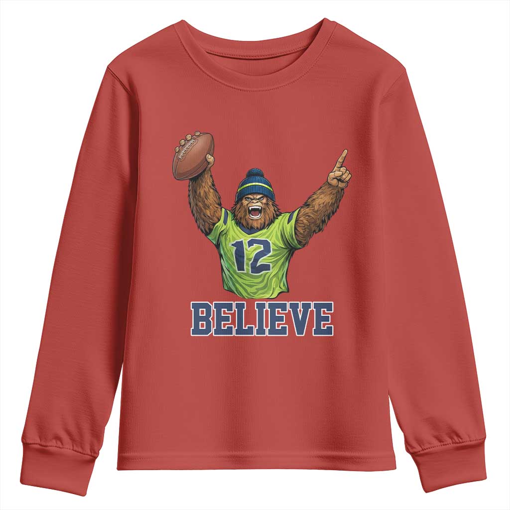 Funny Bigfoot Seattle Sports Fan Youth Sweatshirt Pacific Northwest Football Graphic