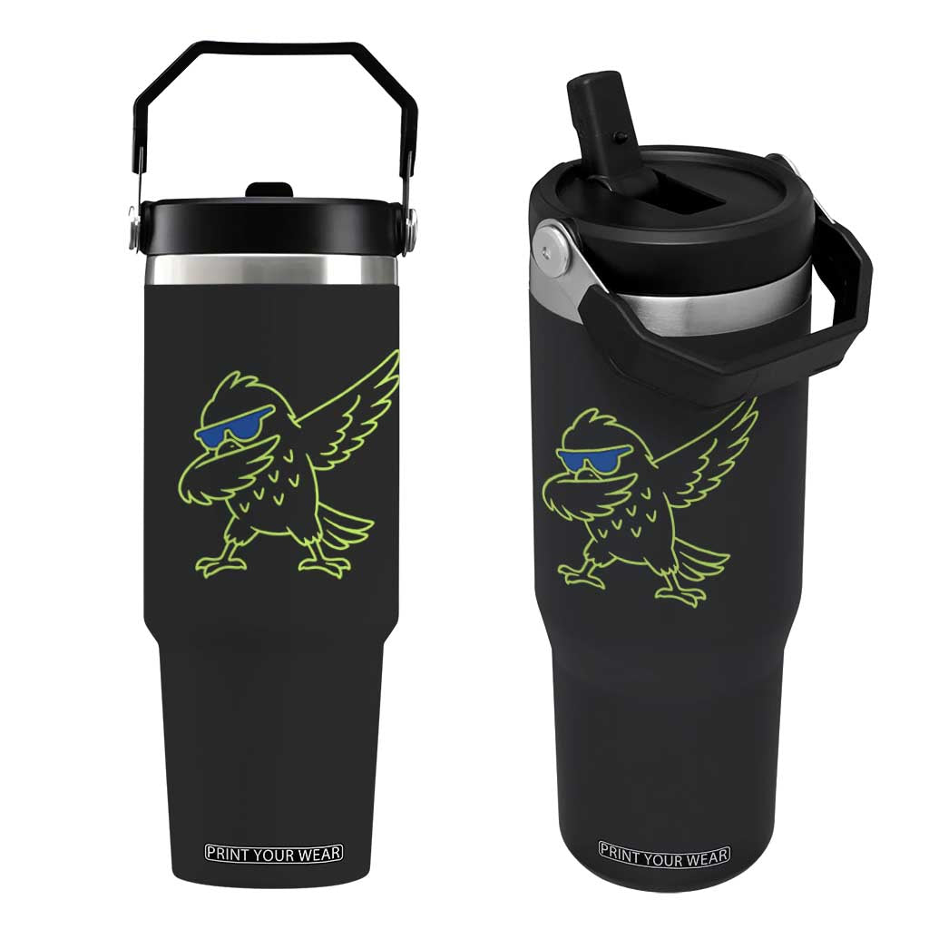 Funny Emerald City Seattle Bird Dabbing Flip Straw Tumbler Pacific Northwest Sports Fan TS12 One Size: 30 oz Black Print Your Wear