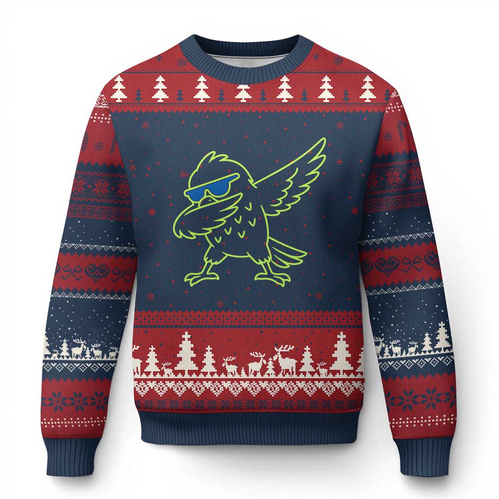 Funny Emerald City Seattle Bird Dabbing Ugly Christmas Sweater Pacific Northwest Sports Fan TS12 Navy Red Print Your Wear