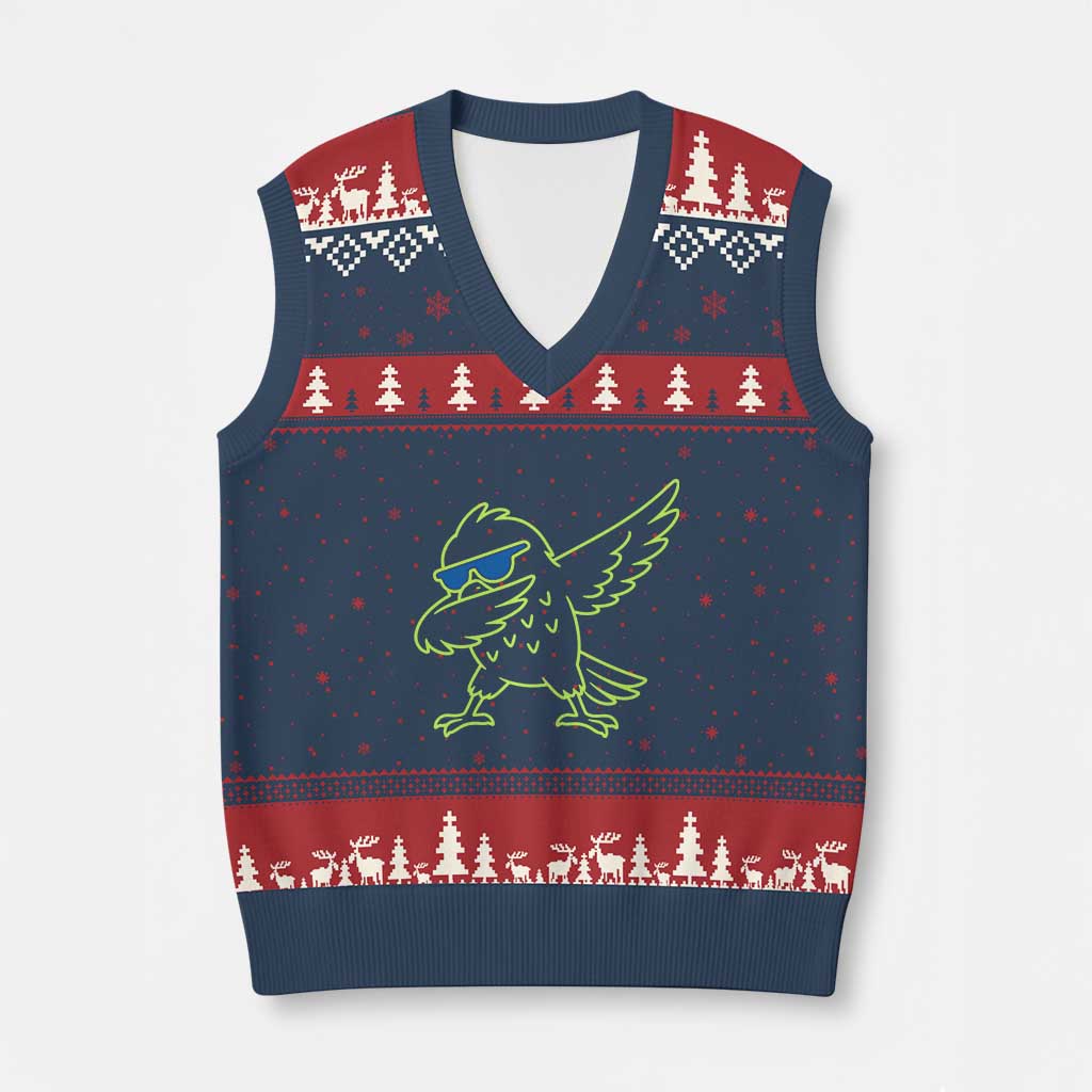 Funny Emerald City Seattle Bird Dabbing V-Neck Knit Sweater Vest Pacific Northwest Sports Fan TS12 Navy Red Print Your Wear