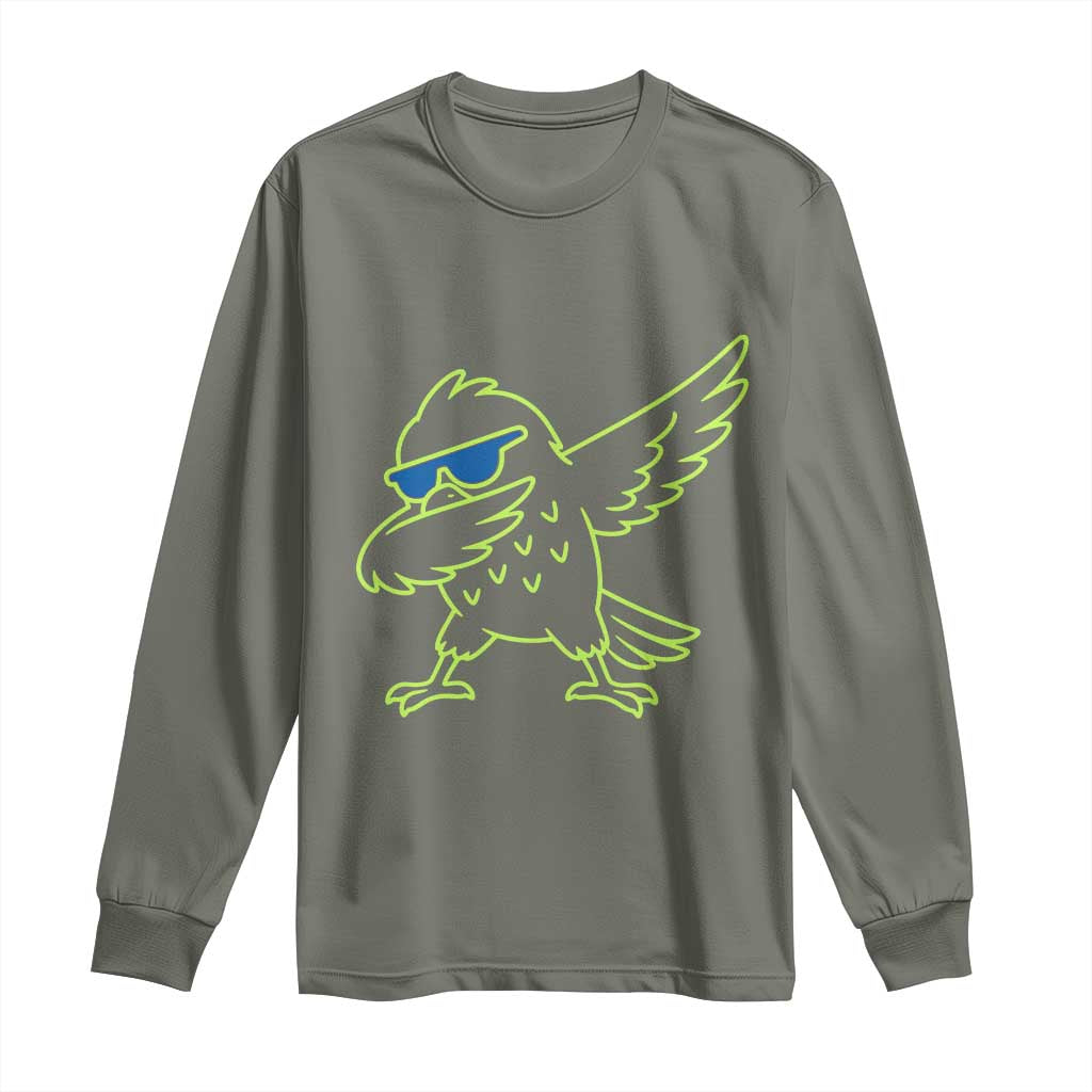 Funny Emerald City Seattle Bird Dabbing Long Sleeve Shirt Pacific Northwest Sports Fan