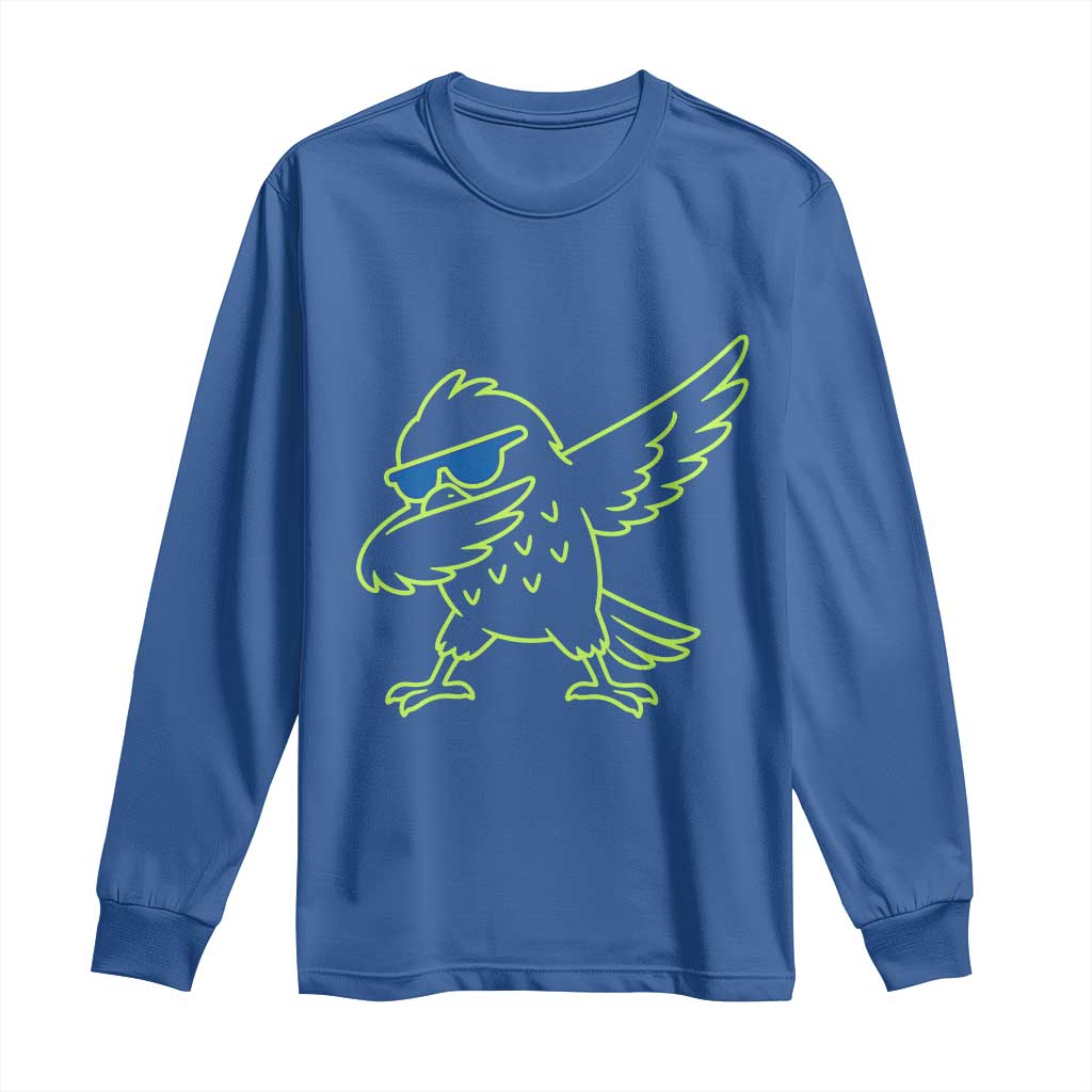 Funny Emerald City Seattle Bird Dabbing Long Sleeve Shirt Pacific Northwest Sports Fan TS12 Royal Blue Print Your Wear