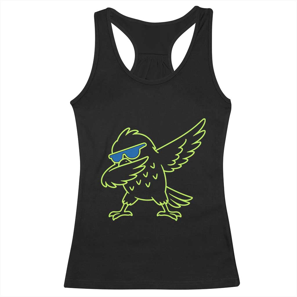 Funny Emerald City Seattle Bird Dabbing Racerback Tank Top Pacific Northwest Sports Fan