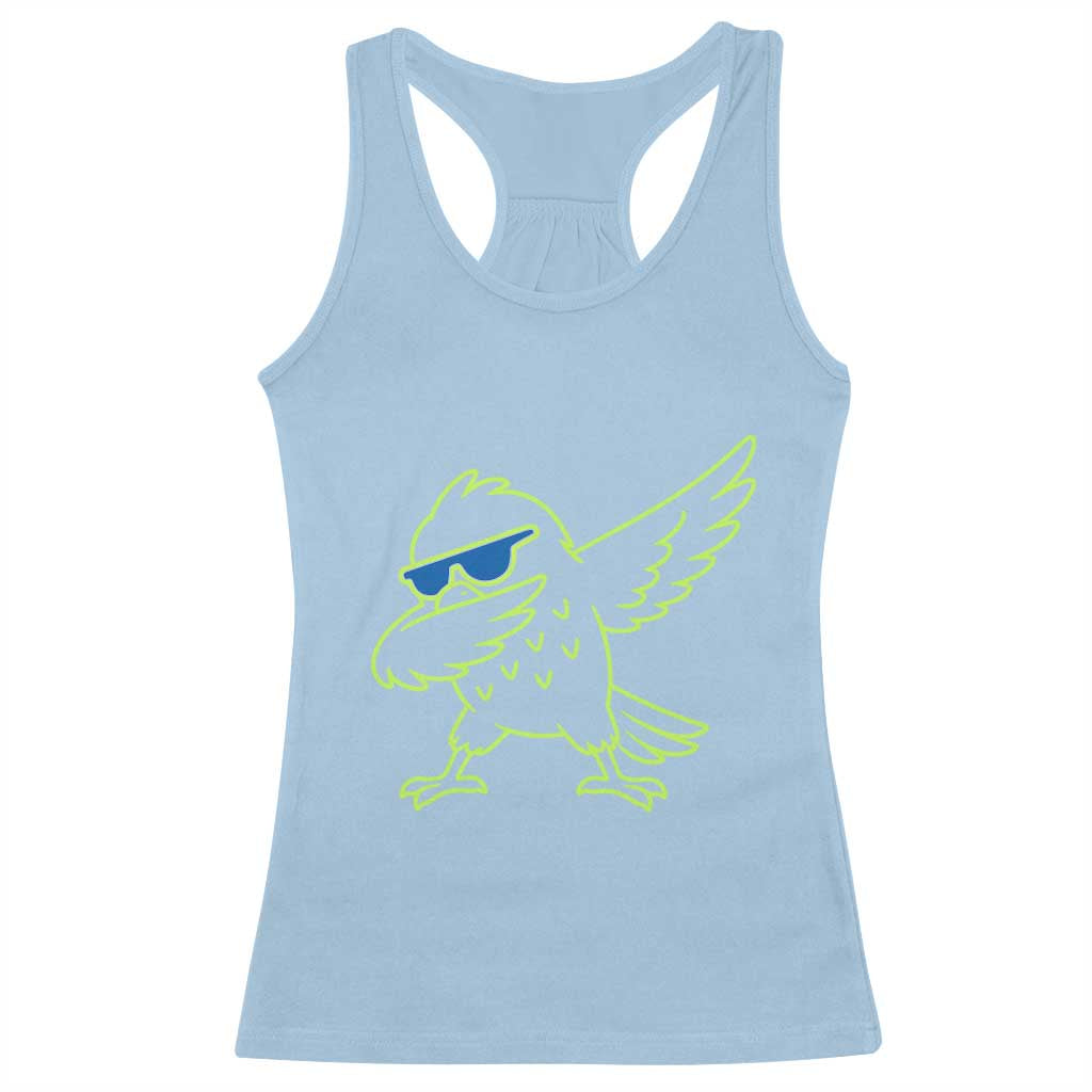 Funny Emerald City Seattle Bird Dabbing Racerback Tank Top Pacific Northwest Sports Fan
