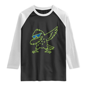 Funny Emerald City Seattle Bird Dabbing Raglan Shirt Pacific Northwest Sports Fan