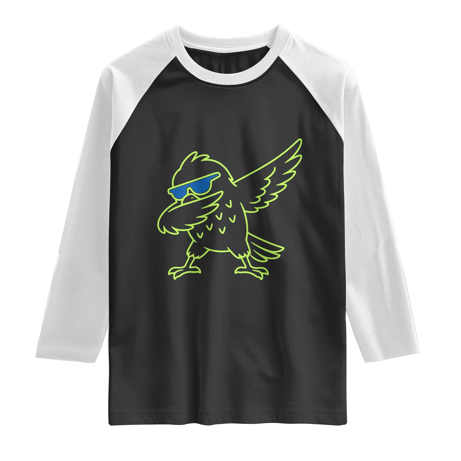Funny Emerald City Seattle Bird Dabbing Raglan Shirt Pacific Northwest Sports Fan TS12 Black White Print Your Wear