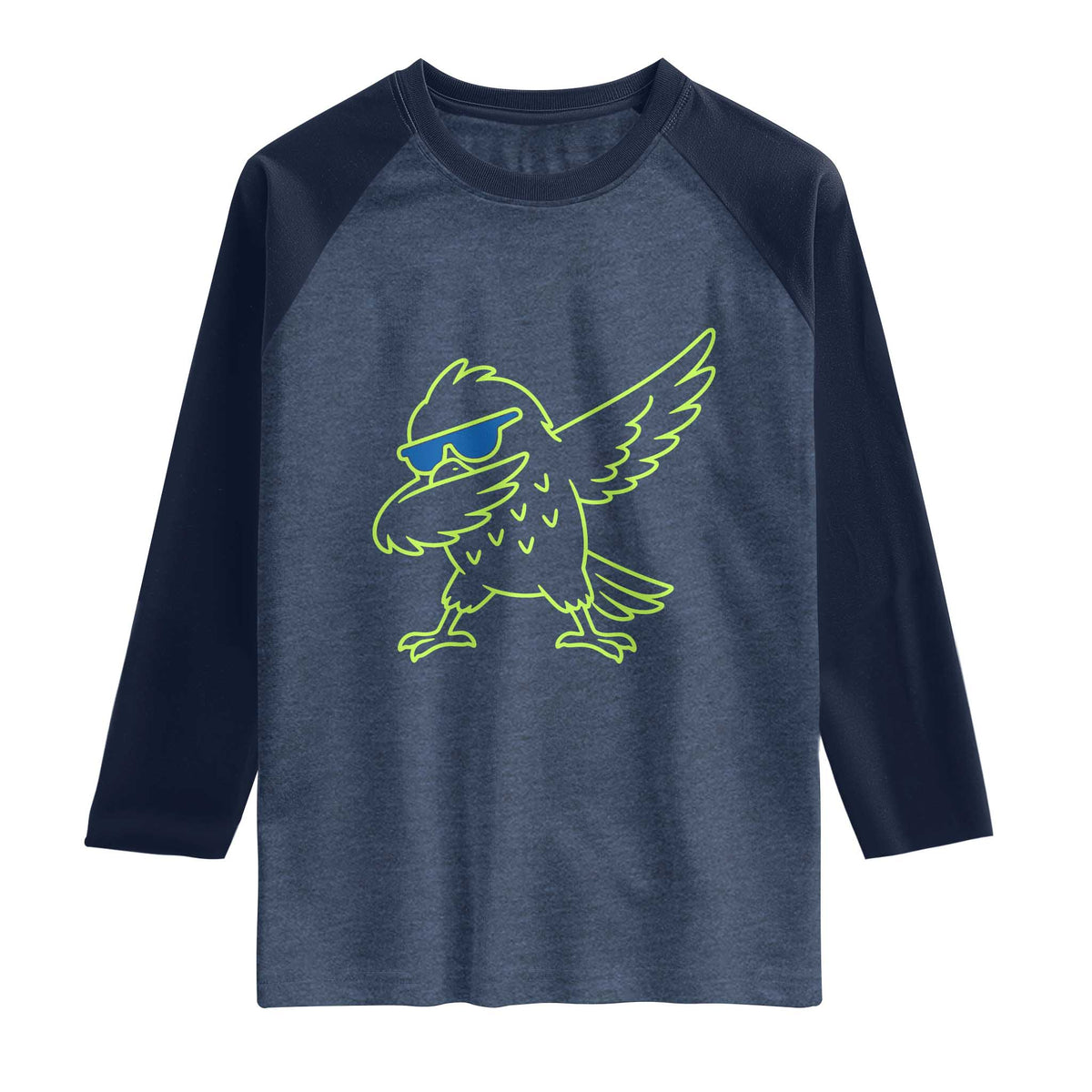 Funny Emerald City Seattle Bird Dabbing Raglan Shirt Pacific Northwest Sports Fan