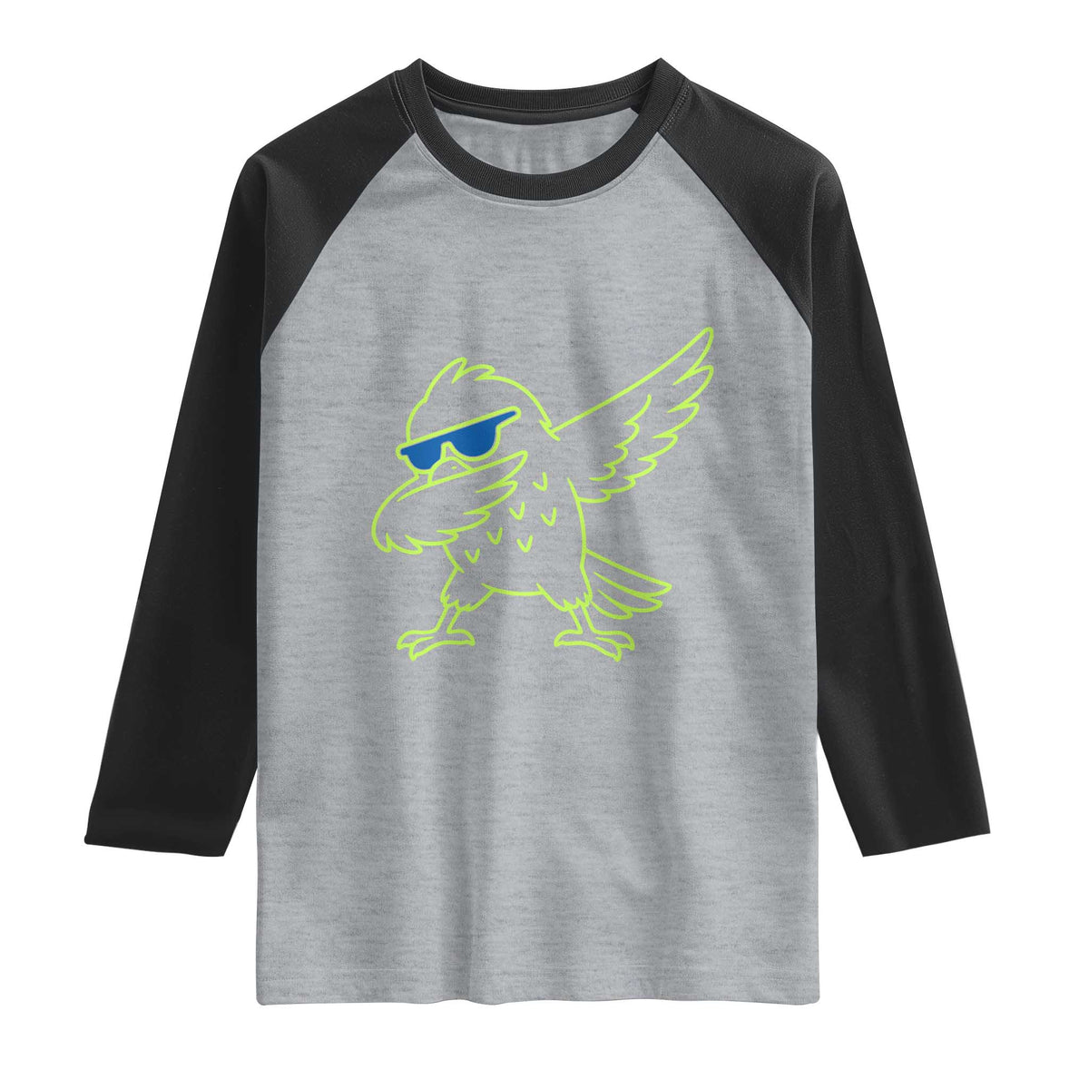 Funny Emerald City Seattle Bird Dabbing Raglan Shirt Pacific Northwest Sports Fan