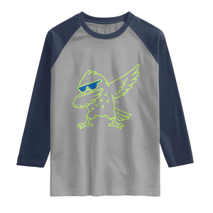 Funny Emerald City Seattle Bird Dabbing Raglan Shirt Pacific Northwest Sports Fan