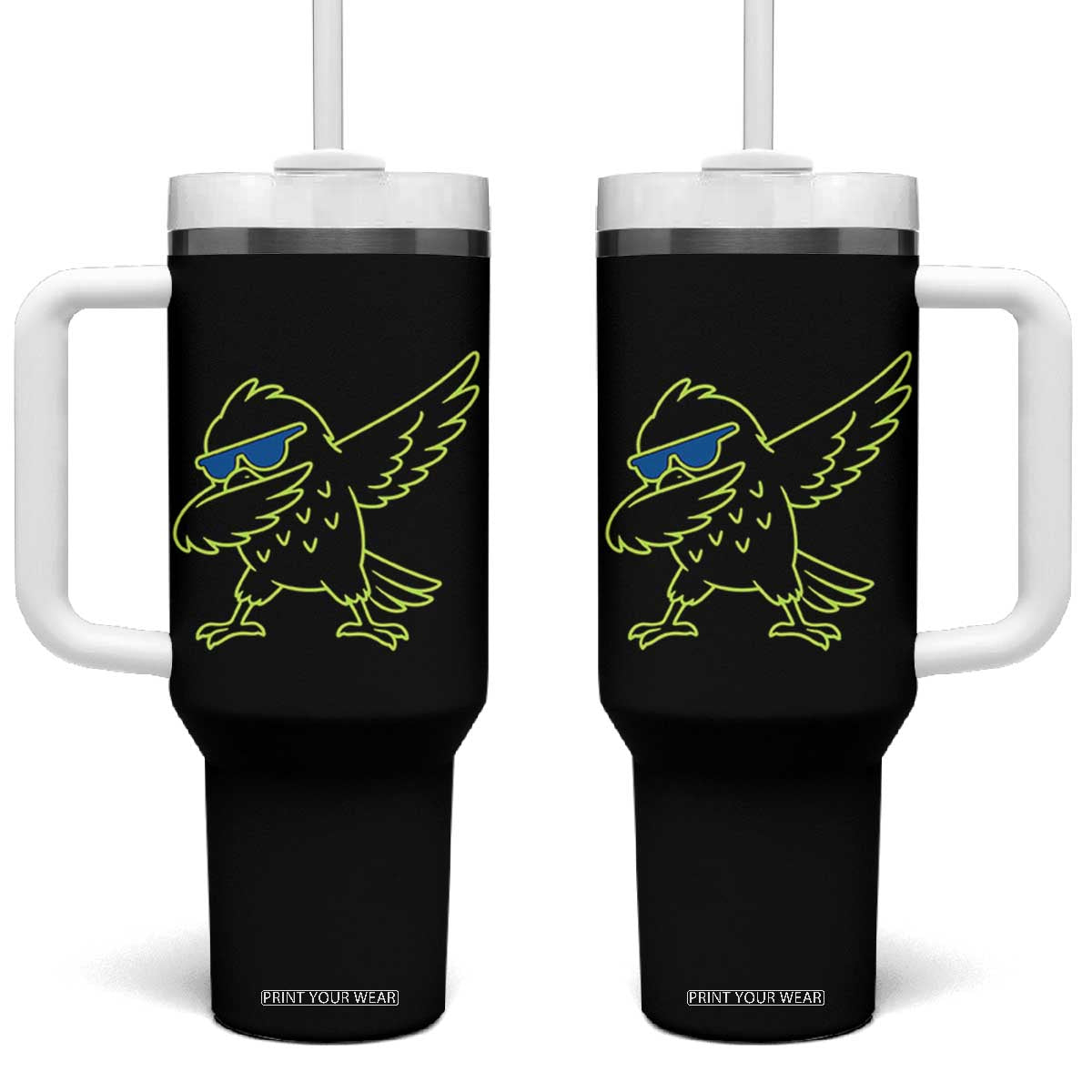 Funny Emerald City Seattle Bird Dabbing Tumbler With Handle Pacific Northwest Sports Fan TS12 One Size: 40 oz Black Print Your Wear