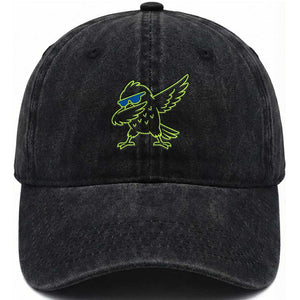 Funny Emerald City Seattle Bird Dabbing Washed Cotton Baseball Cap Pacific Northwest Sports Fan