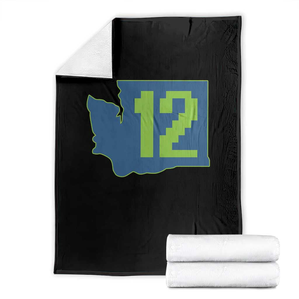 Washington State Map Number 12 Throw Blanket Pacific Northwest Sports Fan TS12 Black Print Your Wear