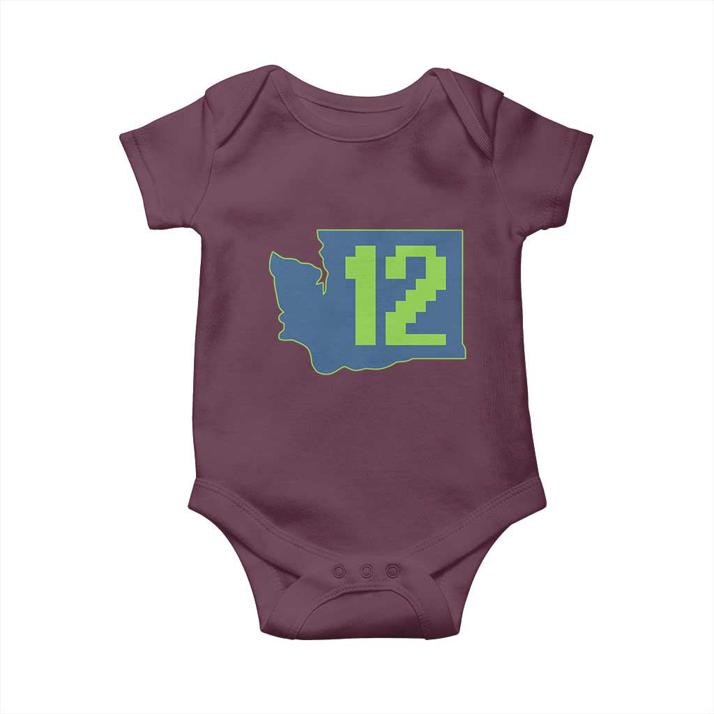 Washington State Map Number 12 Baby Onesie Pacific Northwest Sports Fan