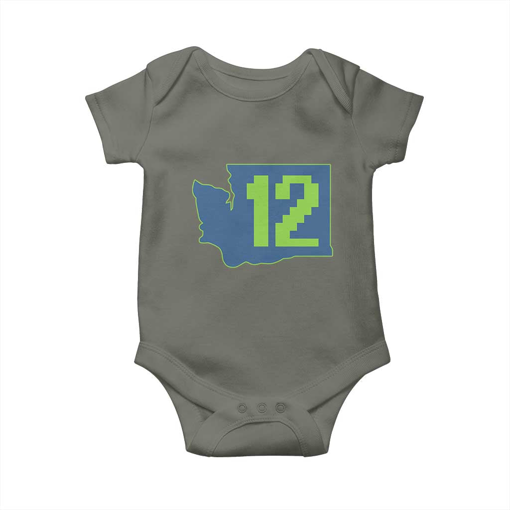 Washington State Map Number 12 Baby Onesie Pacific Northwest Sports Fan