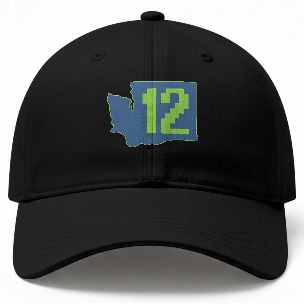 Washington State Map Number 12 Baseball Cap Pacific Northwest Sports Fan TS12 Print Your Wear