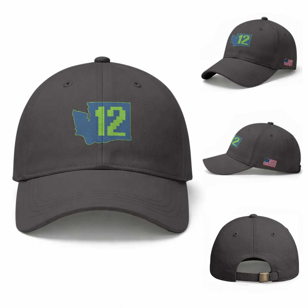 Washington State Map Number 12 Baseball Cap Pacific Northwest Sports Fan