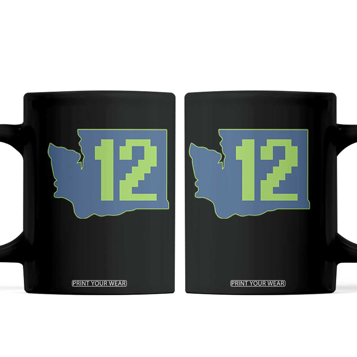 Washington State Map Number 12 Coffee Mug Pacific Northwest Sports Fan TS12 Black Print Your Wear