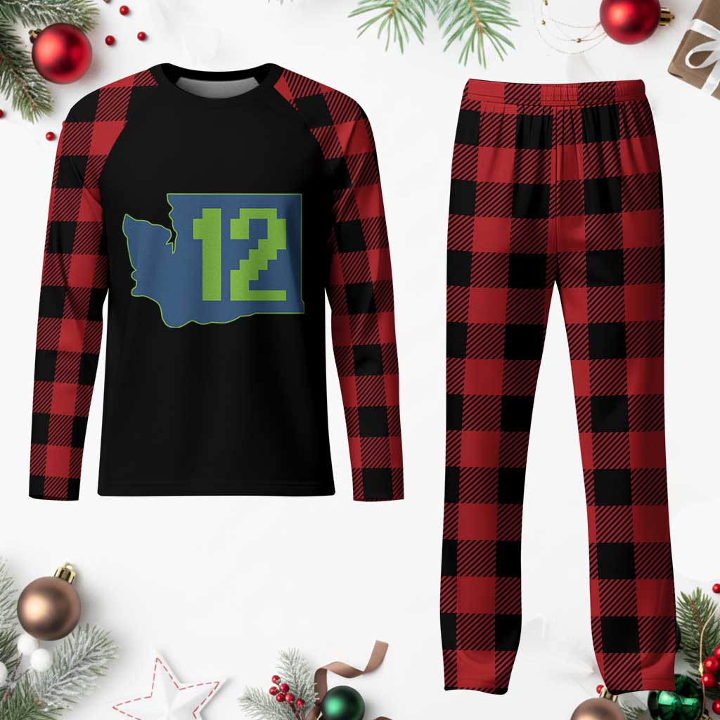 Washington State Map Number 12 Plaid Pajama Set Pacific Northwest Sports Fan TS12 Buffalo Plaid Print Your Wear
