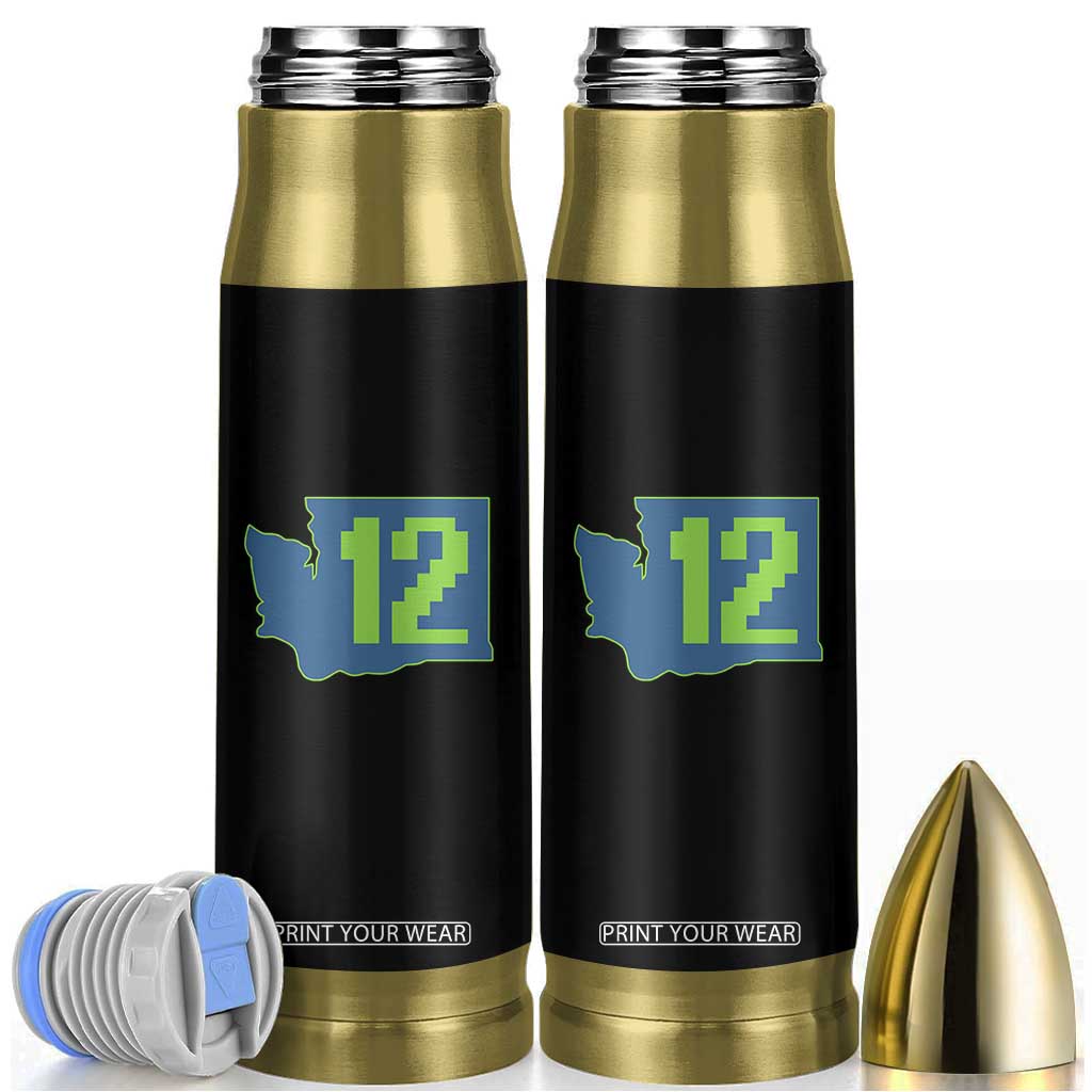 Washington State Map Number 12 Bullet Tumbler Pacific Northwest Sports Fan TS12 Black Print Your Wear