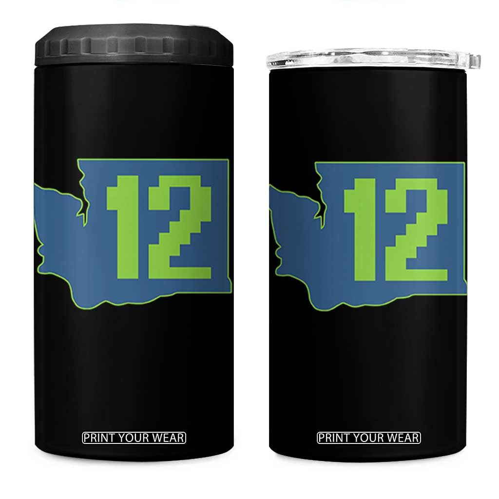 Washington State Map Number 12 4 in 1 Can Cooler Tumbler Pacific Northwest Sports Fan TS12 One Size: 16 oz Black Print Your Wear