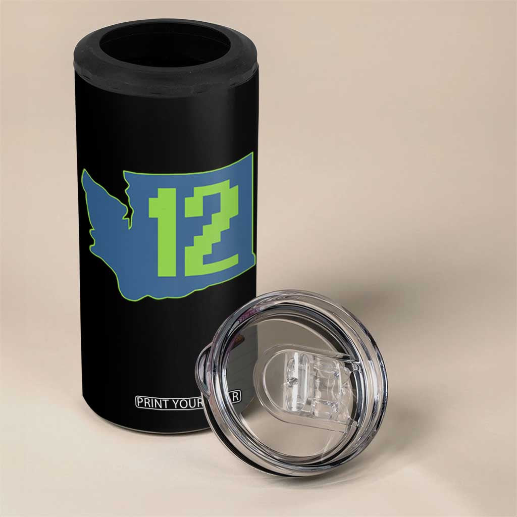 Washington State Map Number 12 4 in 1 Can Cooler Tumbler Pacific Northwest Sports Fan