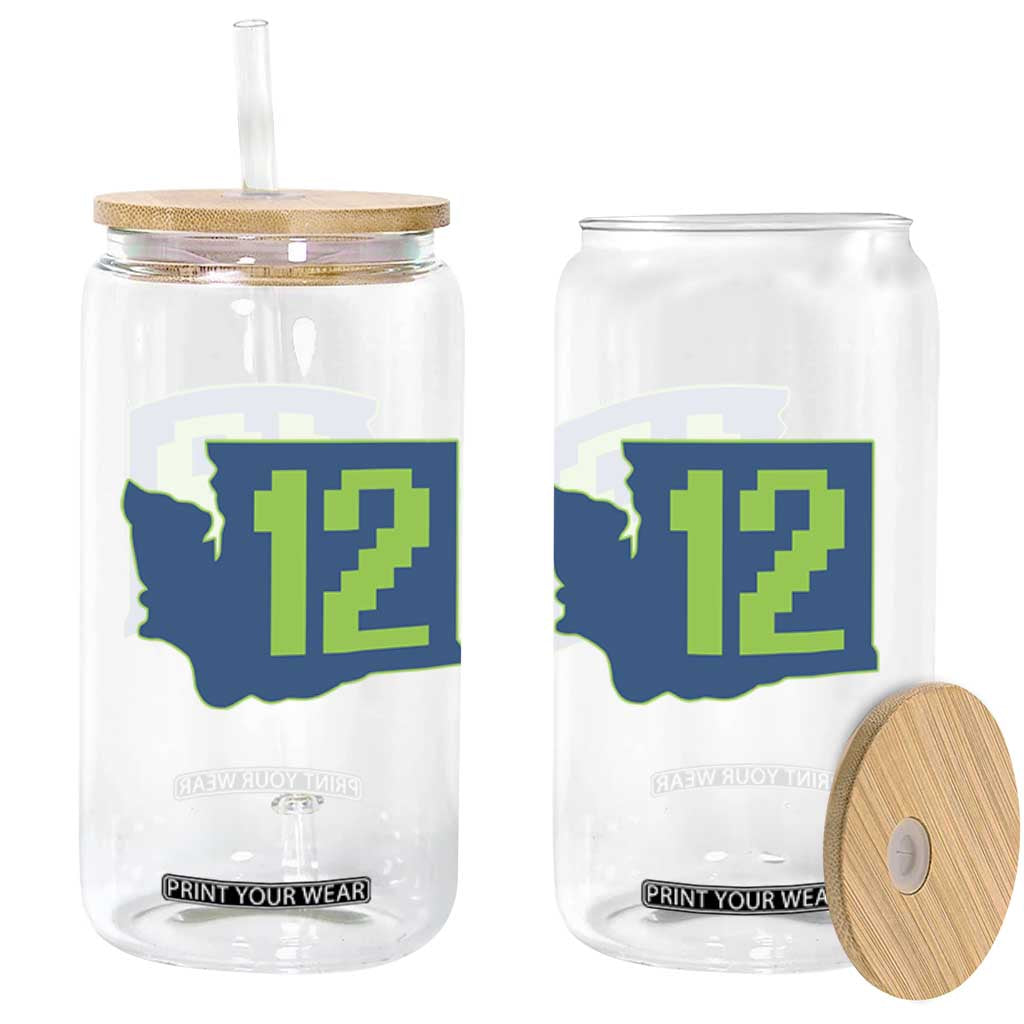 Washington State Map Number 12 Glass Can Pacific Northwest Sports Fan