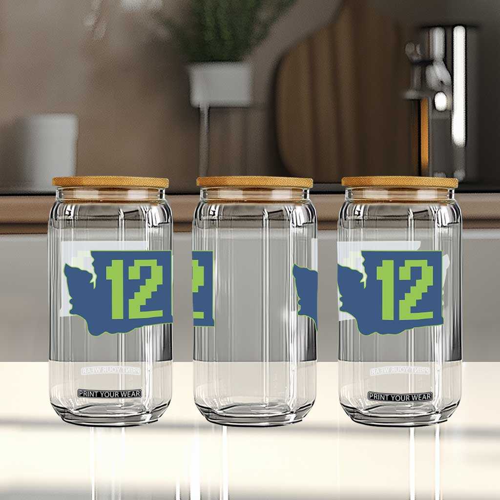 Washington State Map Number 12 Glass Can Pacific Northwest Sports Fan