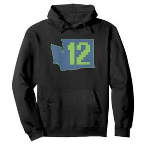 Washington State Map Number 12 Hoodie Pacific Northwest Sports Fan
