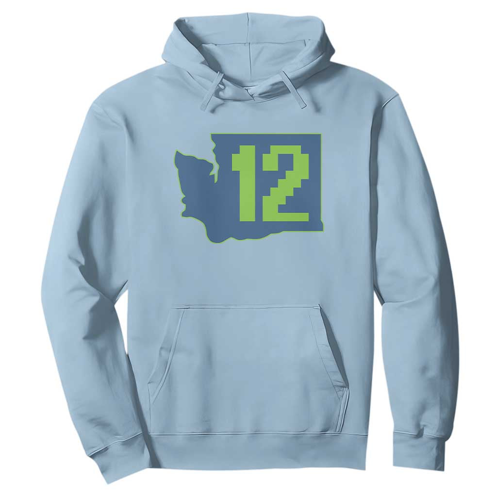 Washington State Map Number 12 Hoodie Pacific Northwest Sports Fan