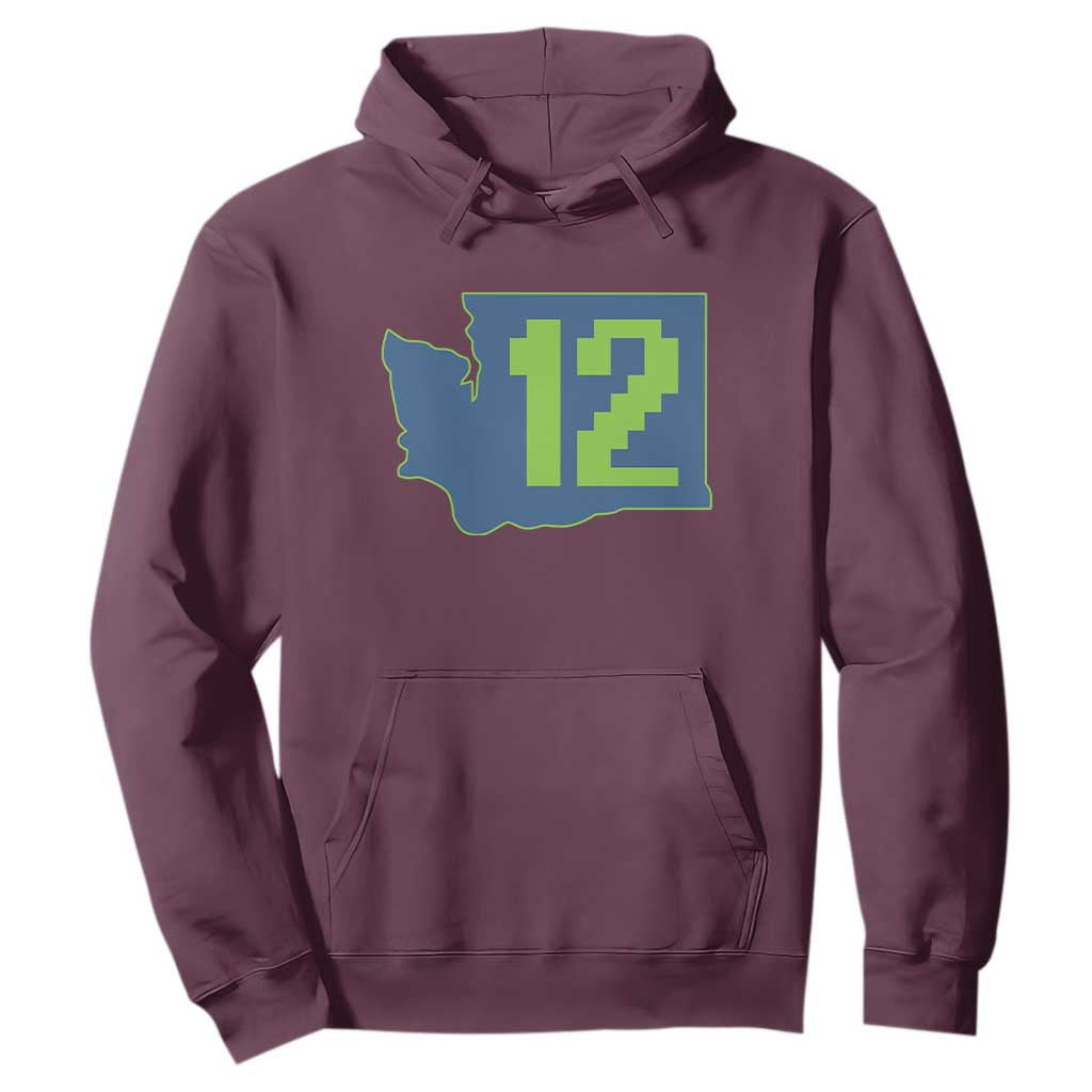Washington State Map Number 12 Hoodie Pacific Northwest Sports Fan