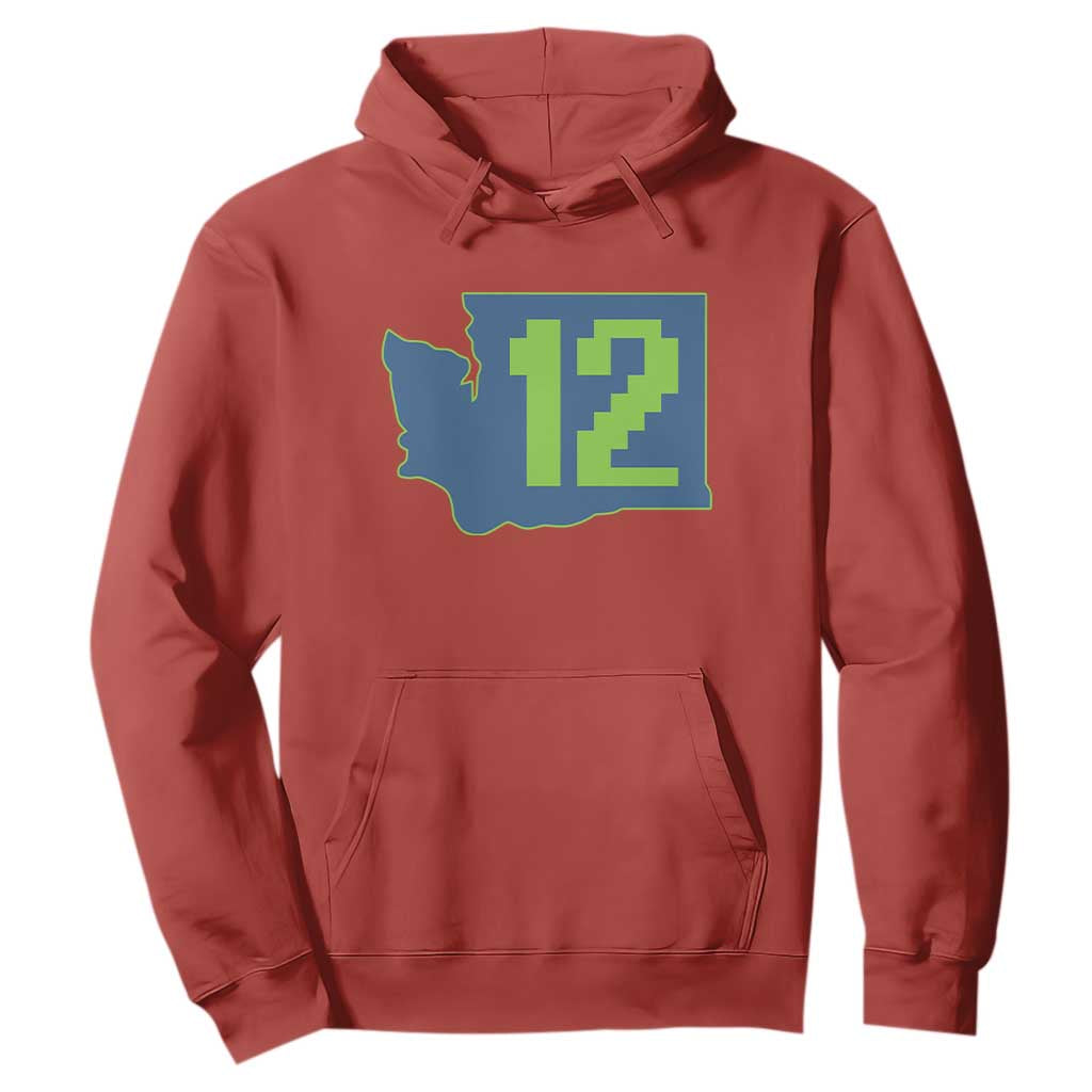 Washington State Map Number 12 Hoodie Pacific Northwest Sports Fan