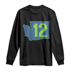 Washington State Map Number 12 Long Sleeve Shirt Pacific Northwest Sports Fan